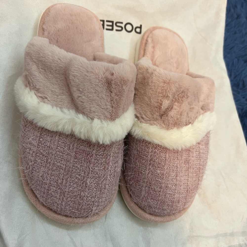 pink and white slippers